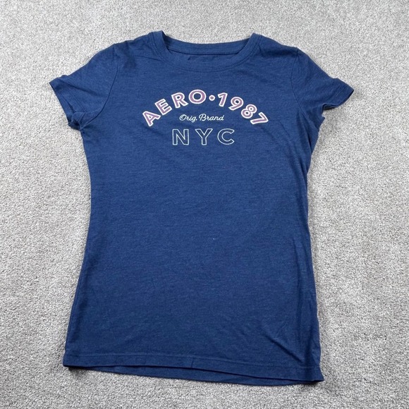 Aeropostale Tops - Aeropostale Womens Classic Crew T-Shirt Navy Blue Aero 1987 NYC Graphic Size M